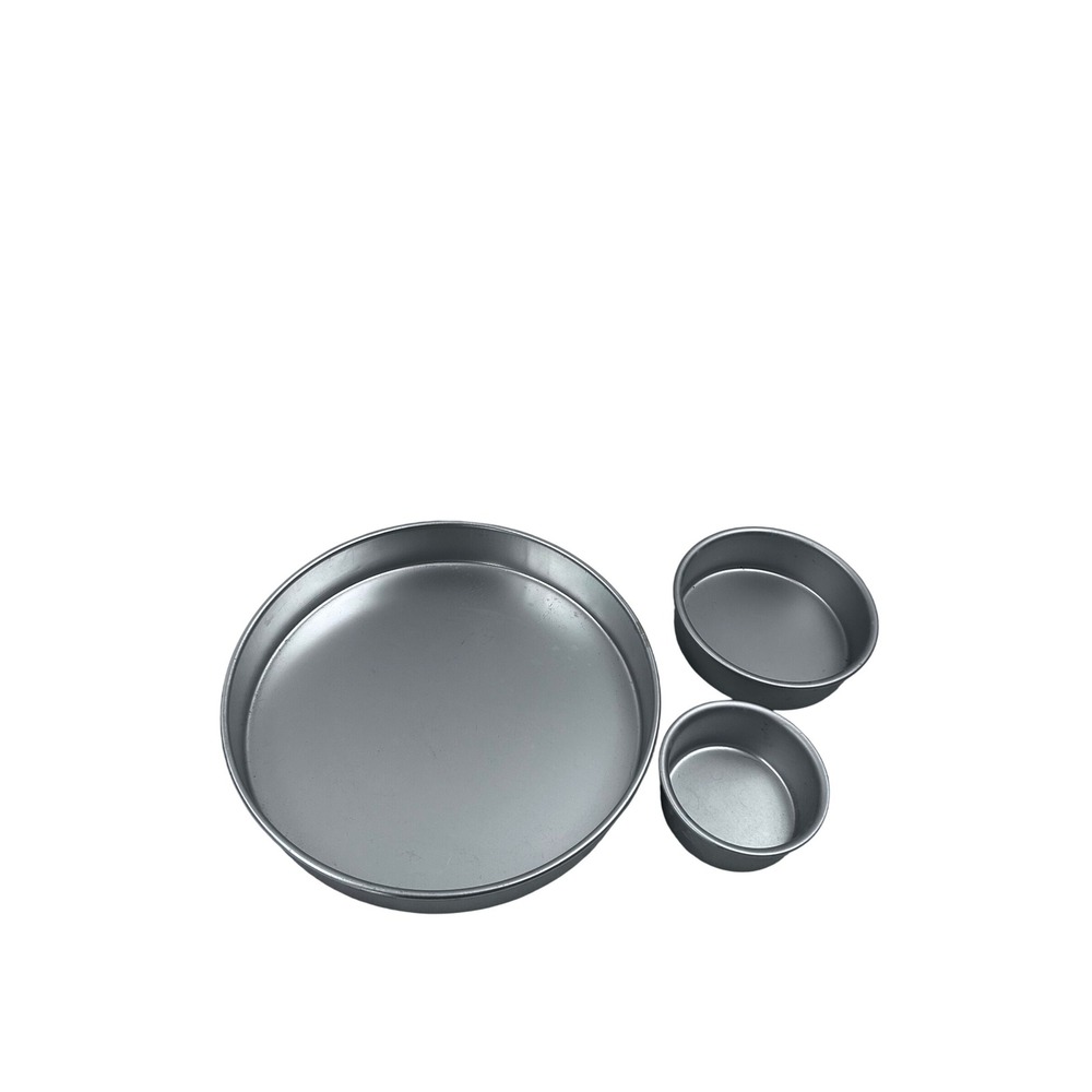 Unbranded Round Aluminum Cake Pan Set 3 Piece Silver Tiered Baking Pans Kitchen